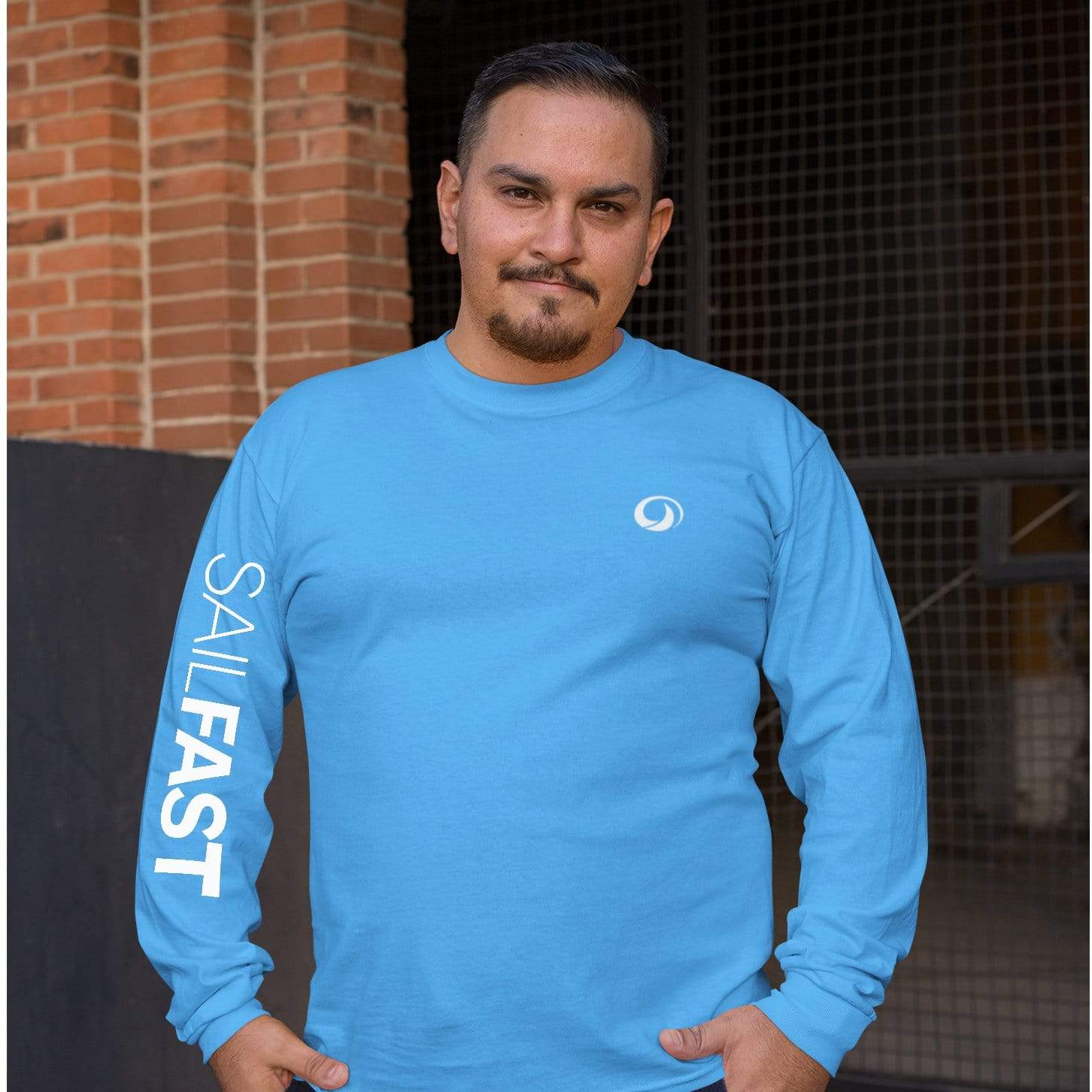 SailFast Apparel, LLC Cotton Medium / Sea Blue 'Waypoint' (2-colors) 100% Cotton Long Sleeve Comfort